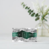 Silver Smaragdgrün agate Marmorlogo QR-Code Visitenkarte (Stehend Vorderseite)