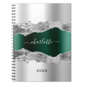 Silver Smaragdgrün agate Marmornamenskript Notizblock (Vorderseite)