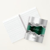 Silver Smaragdgrün agate Marmornamenskript Notizblock (Innenseite)