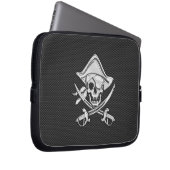Silver Smiling Pirate on Carbon Fiber Style Laptopschutzhülle (Vorne Rechts)