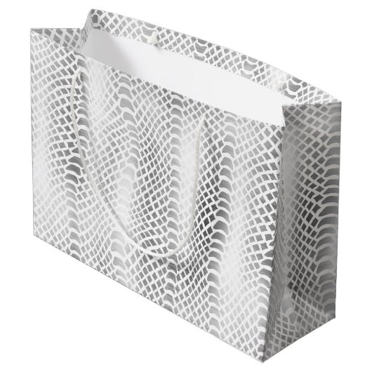 Silver Snake Print Große Geschenktüte (Rückseite Schrägansicht)