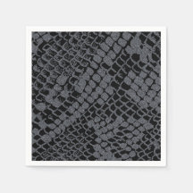 Silver Snake Print Paper Cocktail Napkins