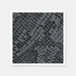 Silver Snake Print Paper Cocktail Napkins Serviette