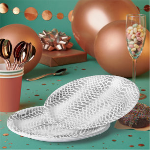 Silver Snake Print Pappteller