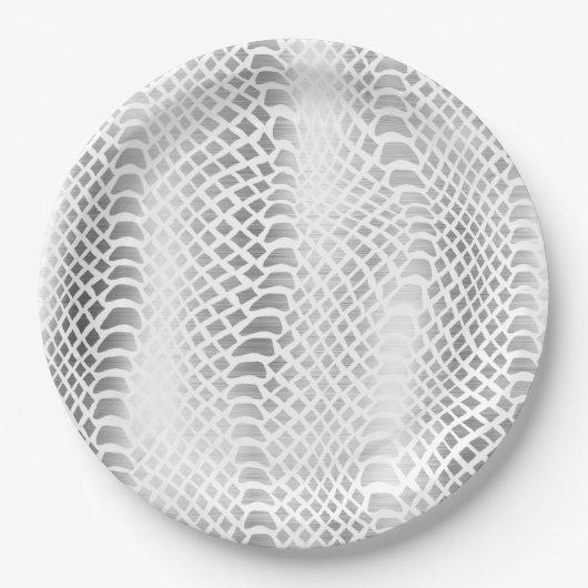 Silver Snake Print Pappteller (Vorderseite)