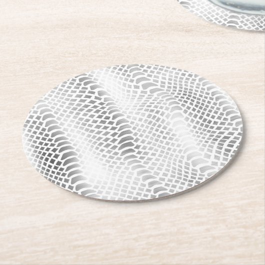 Silver Snake Print Runder Pappuntersetzer (Angewinkelt)