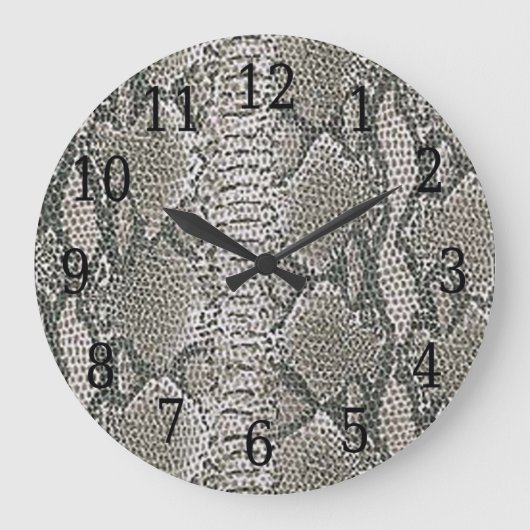 Silver Snake Skin Round Clock Große Wanduhr (Vorderseite)