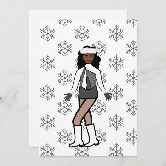 Silver Snow Dancer Feiertagskarte (Vorne/Hinten)