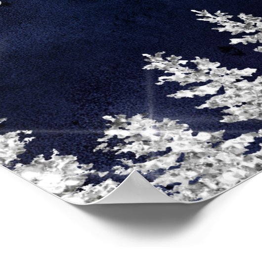Silver Snow Pine Marine Weihnachts Winterhochzeit Poster (Ecke)