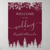 Silver snow pine red Christmas winter wedding Poster (Vorne)