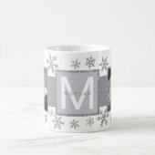 Silver Snowflake 2 Foto Monogram Kaffeetasse (Mittel)