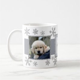 Silver Snowflake 2 Foto Monogram Kaffeetasse
