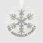 Silver Snowflake 2 Side Weihnachts-Foto Ornament (Rückseite)