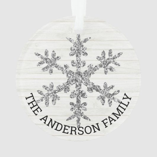 Silver Snowflake 2 Side Weihnachts-Foto Ornament (Rückseite)