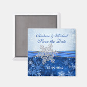 Silver Snowflake auf blau Speichern Sie das Date M Magnet (Vorderseite/Rückseite)
