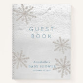 Silver Snowflake Baby Dusche Blue Gästebuch Notizblock (Vorderseite)