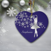 Silver Snowflake Ballerina Blue Keramik Ornament