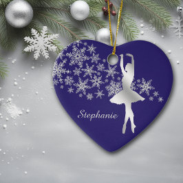 Silver Snowflake Ballerina Blue Keramik Ornament