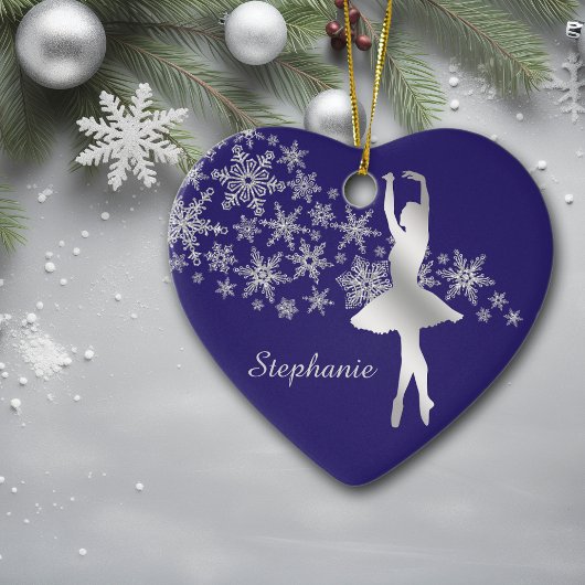 Silver Snowflake Ballerina Blue Keramik Ornament