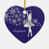 Silver Snowflake Ballerina Blue Keramik Ornament (Vorne)