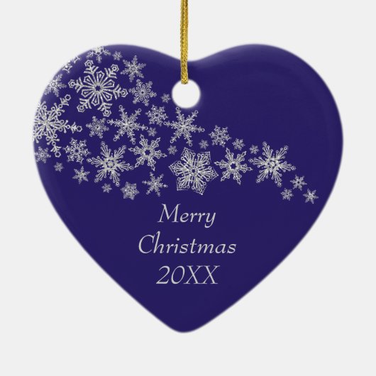 Silver Snowflake Ballerina Blue Keramik Ornament (Hinten)