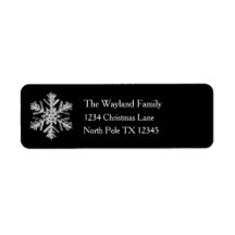 Silver Snowflake Black Holiday Address Labels
