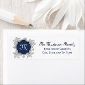 Silver Snowflake Blue Monogram Quatrefoil (Insitu)