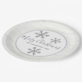 Silver Snowflake Chic Holiday Elegantes Party Pappteller (Schrägansicht)