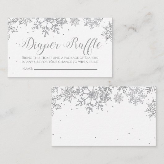 Silver Snowflake Diaper Raffle Begleitkarte (Vorne/Hinten)