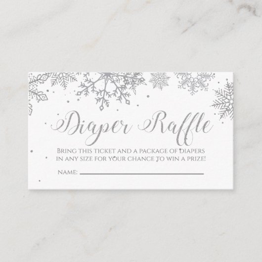 Silver Snowflake Diaper Raffle Begleitkarte (Vorderseite)