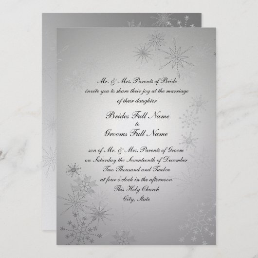 Silver Snowflake Edelsteine Einladung (Vorne/Hinten)