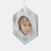 Silver Snowflake Elegant Minimalist Ornament Aus Glas (Vorderseite Links)