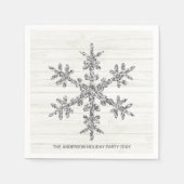 Silver Snowflake Elegante Chic Holiday Party Serviette (Vorderseite)