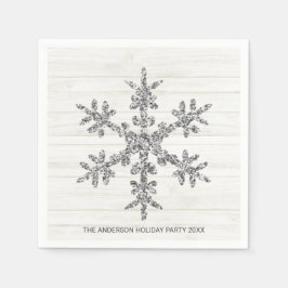 Silver Snowflake Elegante Chic Holiday Party Serviette