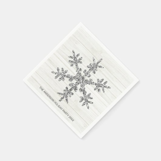 Silver Snowflake Elegante Chic Holiday Party Serviette (Ecke)