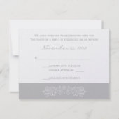 Silver Snowflake Floral Response Card RSVP Karte (Rückseite)