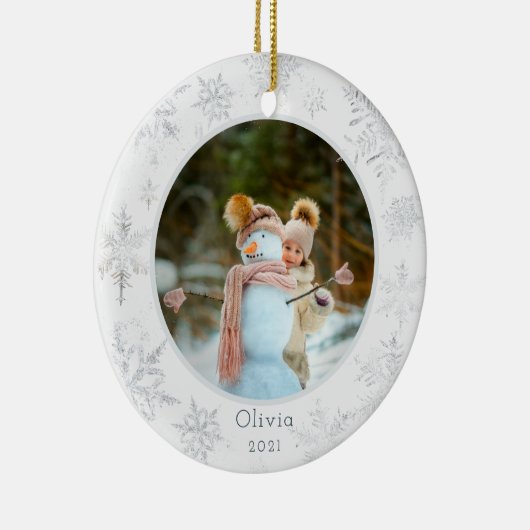 Silver Snowflake Foto Keramik Ornament (Rechts)