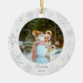 Silver Snowflake Foto Keramik Ornament (Vorne)