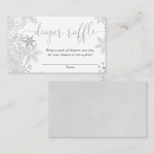 Silver Snowflake Gender-Neutral Baby-Windel-Tombol Begleitkarte (Vorne/Hinten)