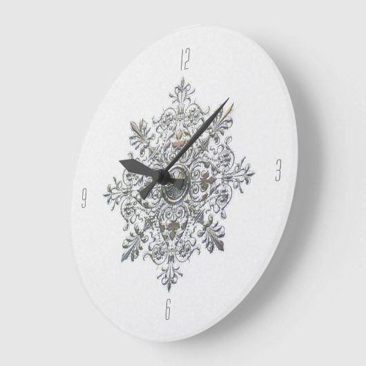 Silver Snowflake Große Wanduhr (Winkel)
