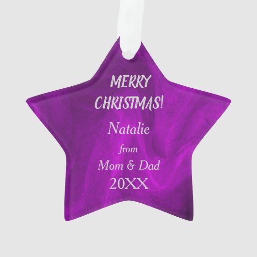 Silver Snowflake Gymnast auf Lila Ornament (Rückseite)