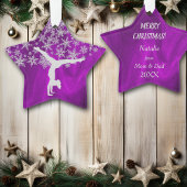 Silver Snowflake Gymnast auf Lila Ornament
