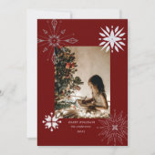 Silver Snowflake Holiday Foto Card Feiertagskarte (Vorderseite)