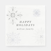 Silver Snowflake Holiday Paper Napkins Serviette (Vorderseite)