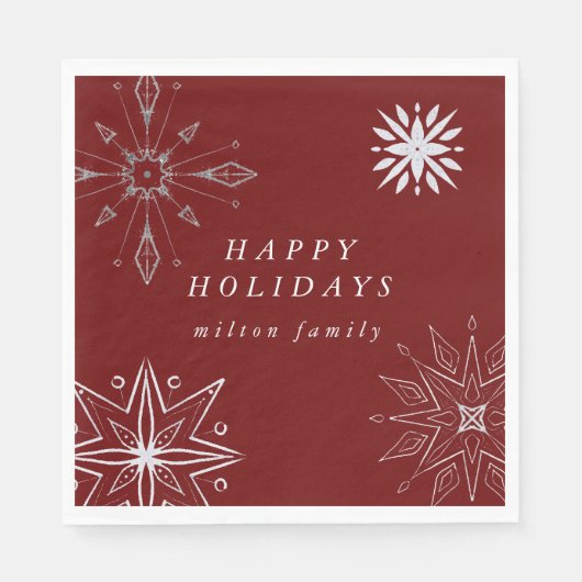 Silver Snowflake Holiday Paper Napkins Serviette (Vorderseite)