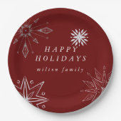 Silver Snowflake Holiday Paper Plate Pappteller (Vorderseite)