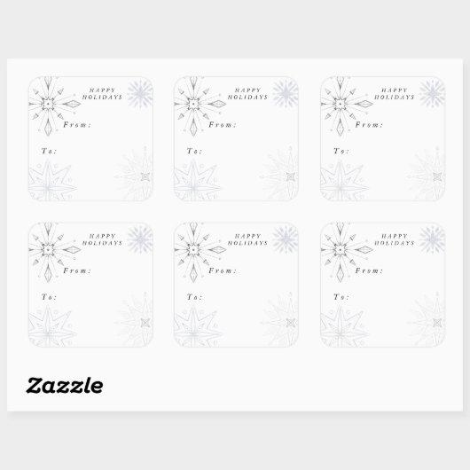 Silver Snowflake Holiday Quadratischer Aufkleber (Blatt)