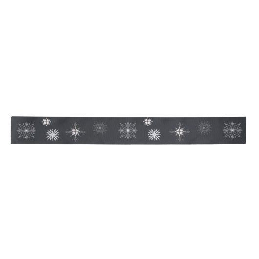 Silver Snowflake Holiday Satin Ribbon Satinband (Vorderseite)