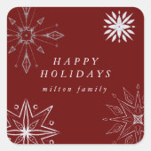 Silver Snowflake Holiday Umschlag Aufkleber (Vorderseite)