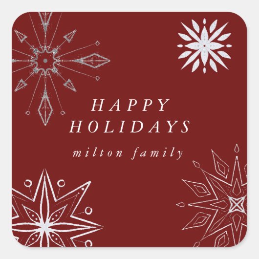 Silver Snowflake Holiday Umschlag Aufkleber (Vorderseite)